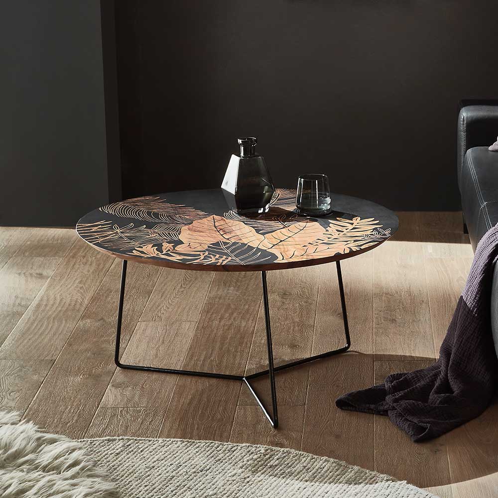 Couchtisch Sofatisch aus Metall und Holz Floral günstig online kaufen