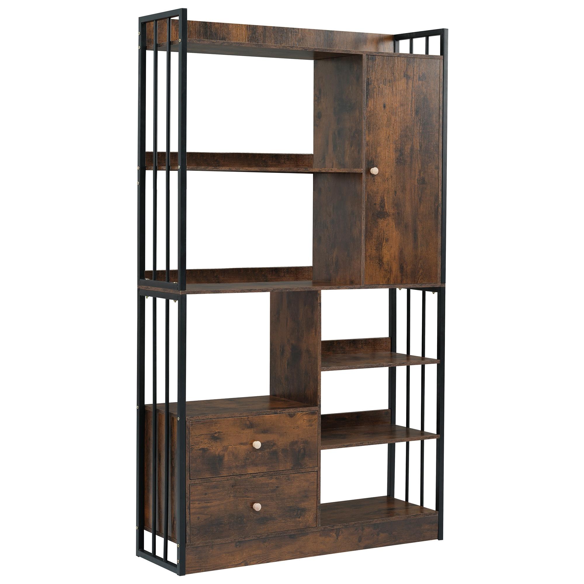 Bücherregal Industrielles Regal 100x30x1735 cm Schwarzbraun 6 Regalböden Tü günstig online kaufen