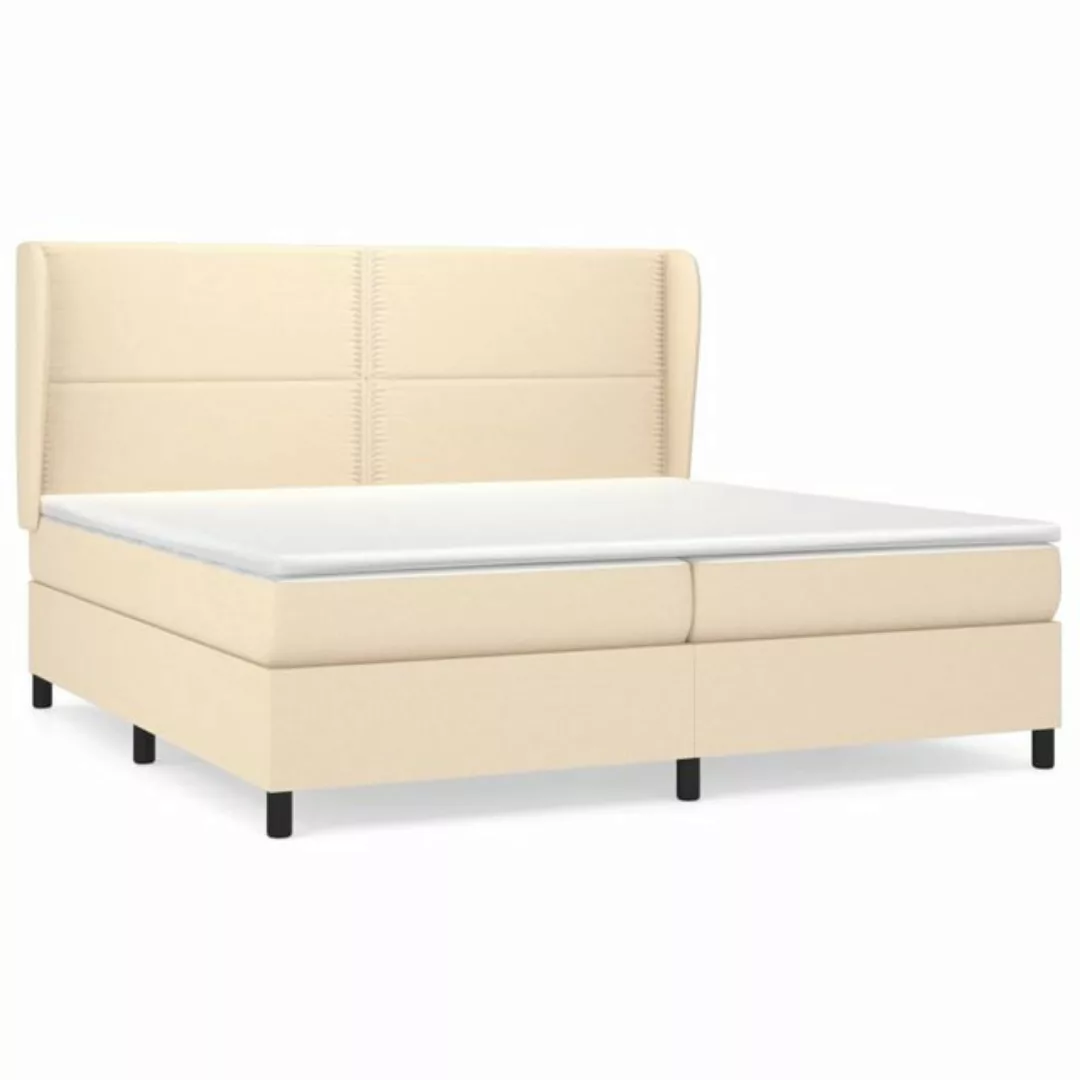 vidaXL Boxspringbett Boxspringbett mit Matratze Creme 200x200 cm Stoff Bett günstig online kaufen