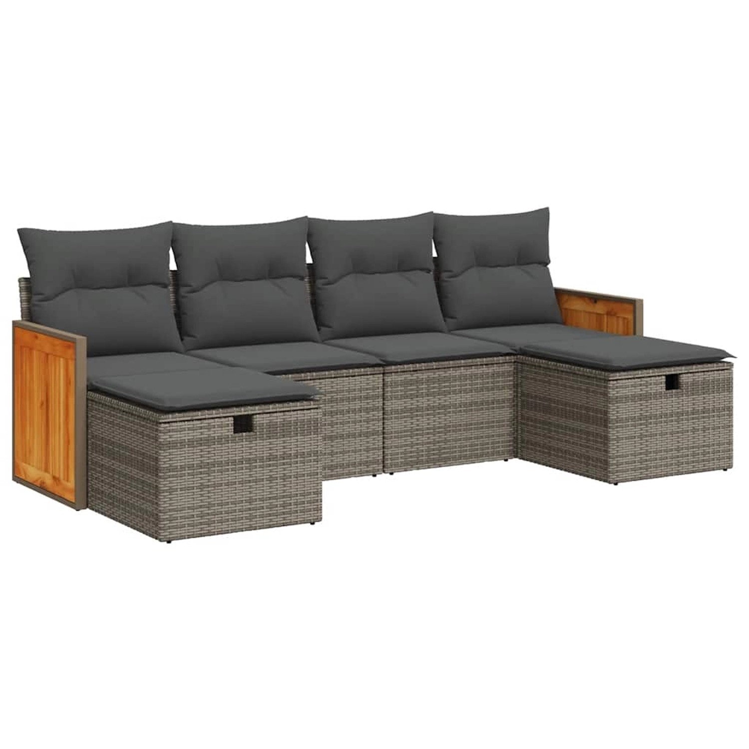 vidaXL 6-Tlg Garten-Sofagarnitur mit Kissen Grau Poly Rattan 3326057 günstig online kaufen
