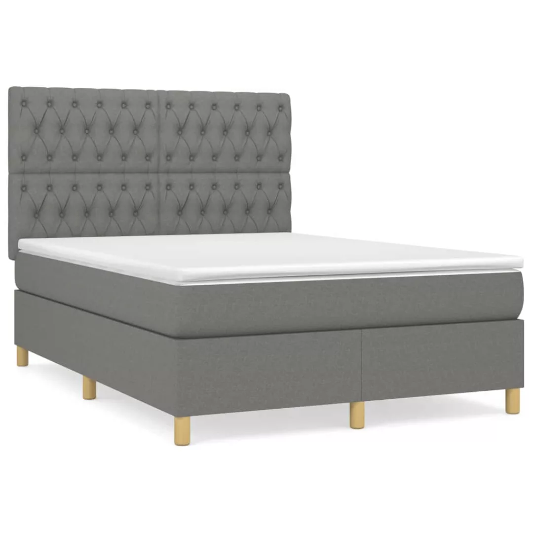 Vidaxl Boxspringbett Mit Matratze Dunkelgrau 140x200 Cm Stoff günstig online kaufen