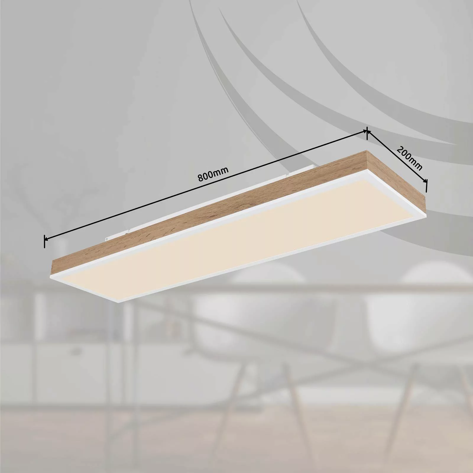 LED-Deckenlampe Doro, Länge 80 cm, holz dunkel, Holz, CCT günstig online kaufen