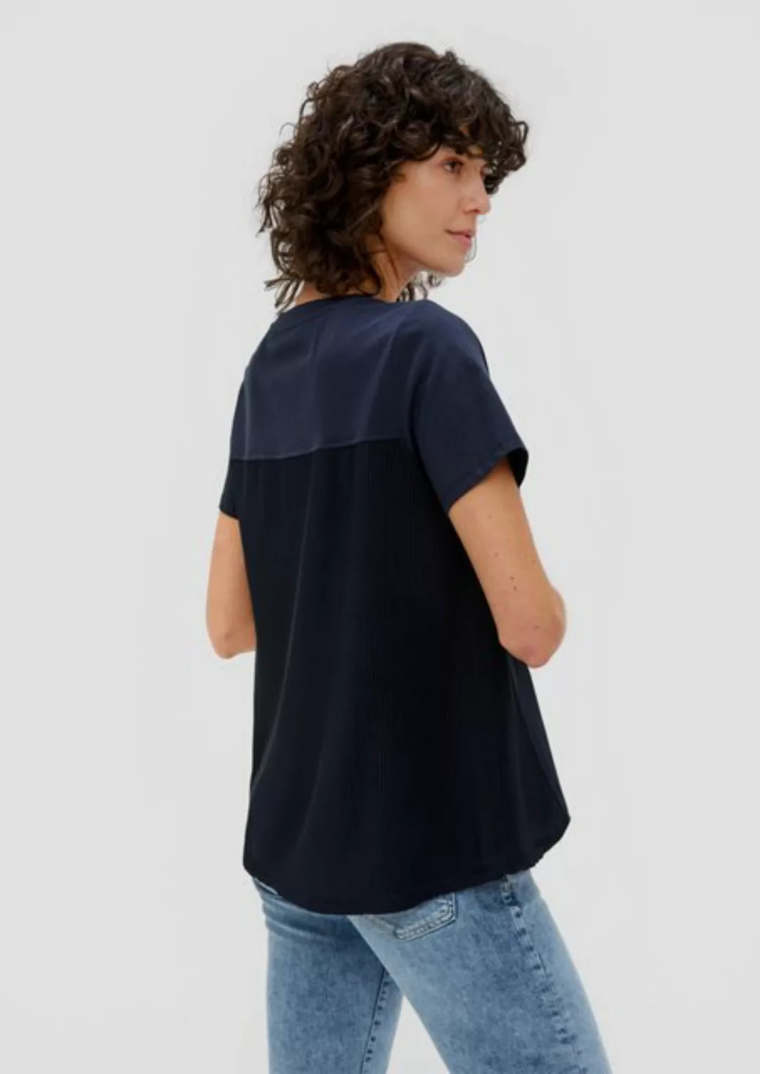 s.Oliver Kurzarmshirt T-Shirt mit Plisseefalten am Rücken günstig online kaufen