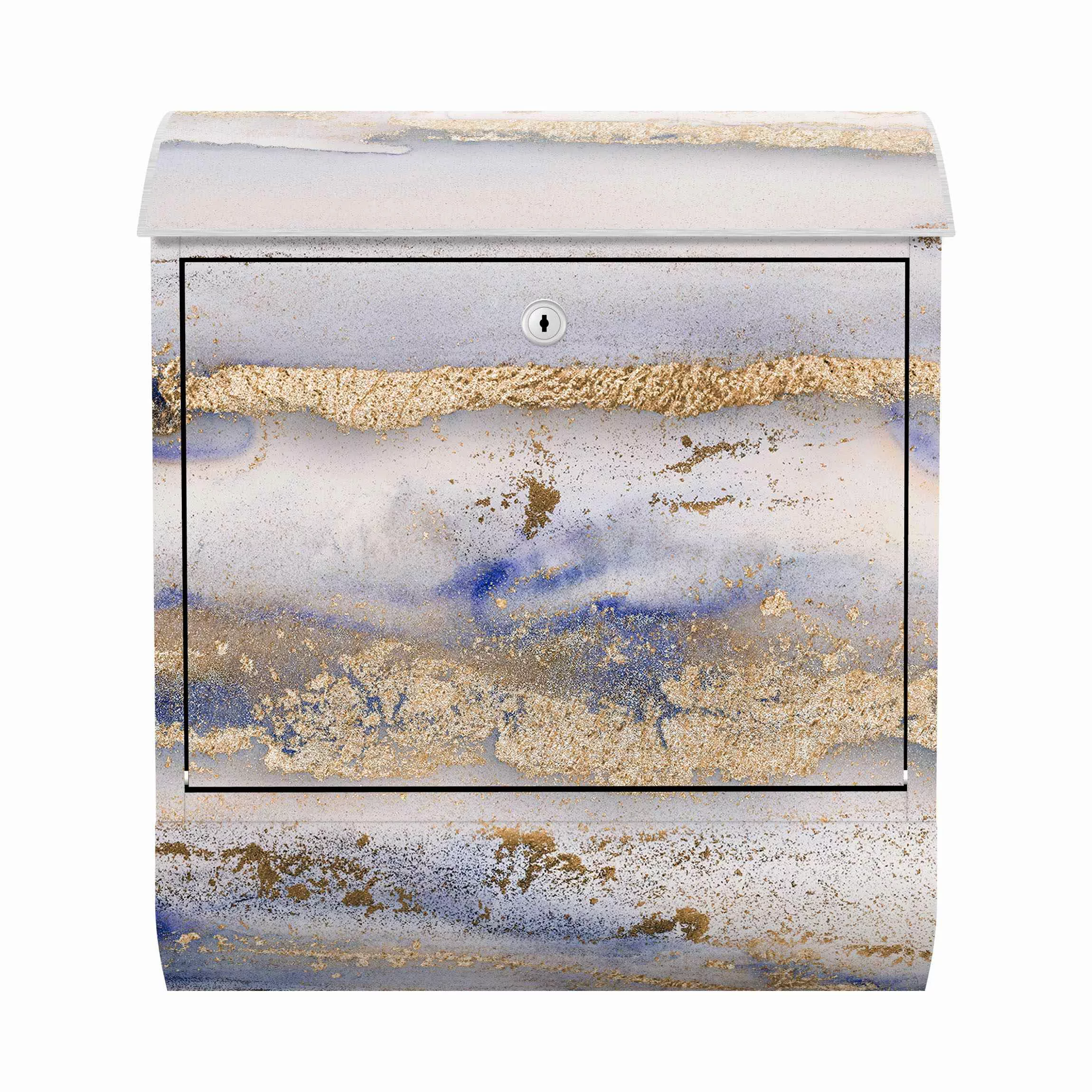 Briefkasten Abstrakt Farbexperimente Marmor Gold und Blau günstig online kaufen
