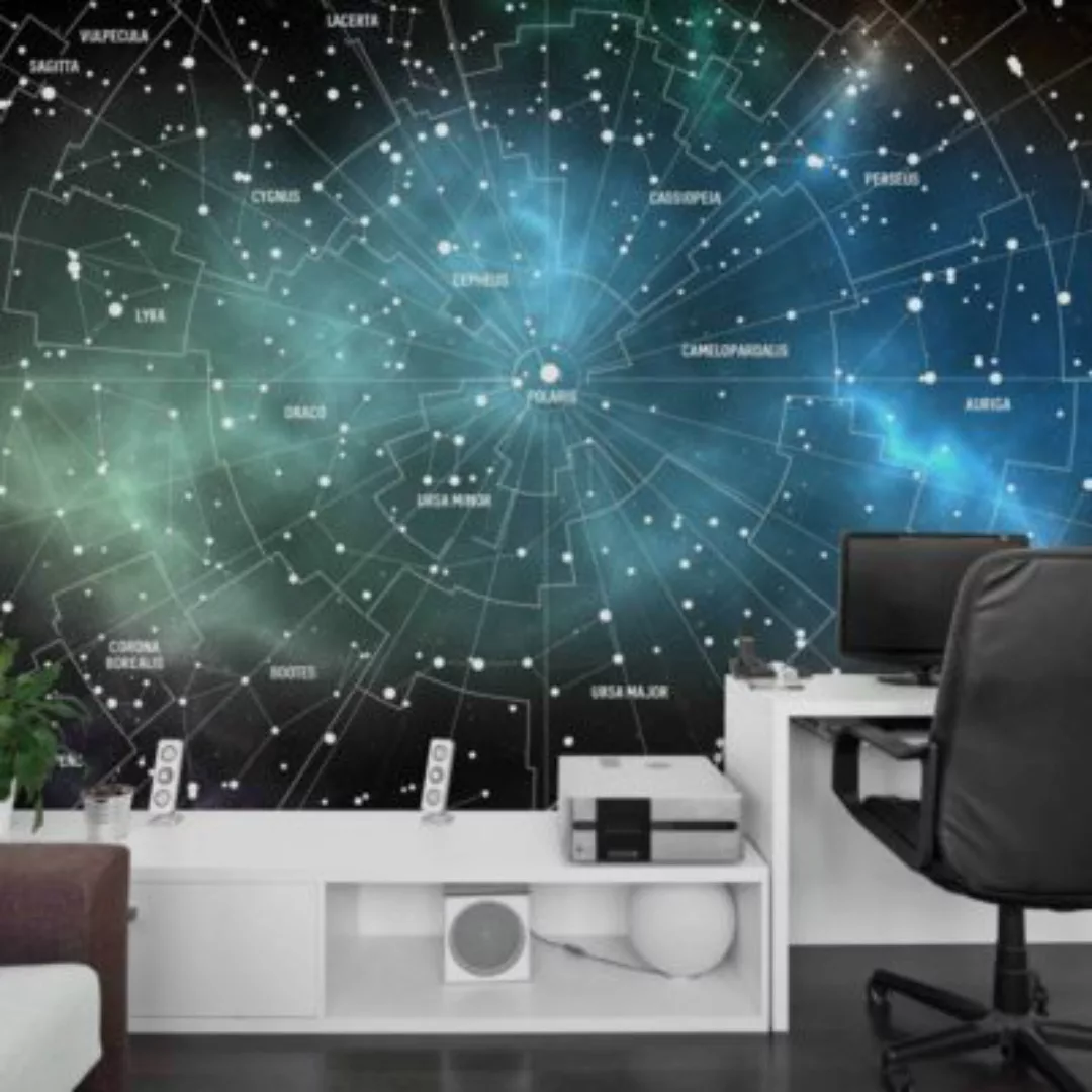 Bilderwelten Mustertapete Sternbilder Karte Galaxienebel schwarz Gr. 288 x günstig online kaufen