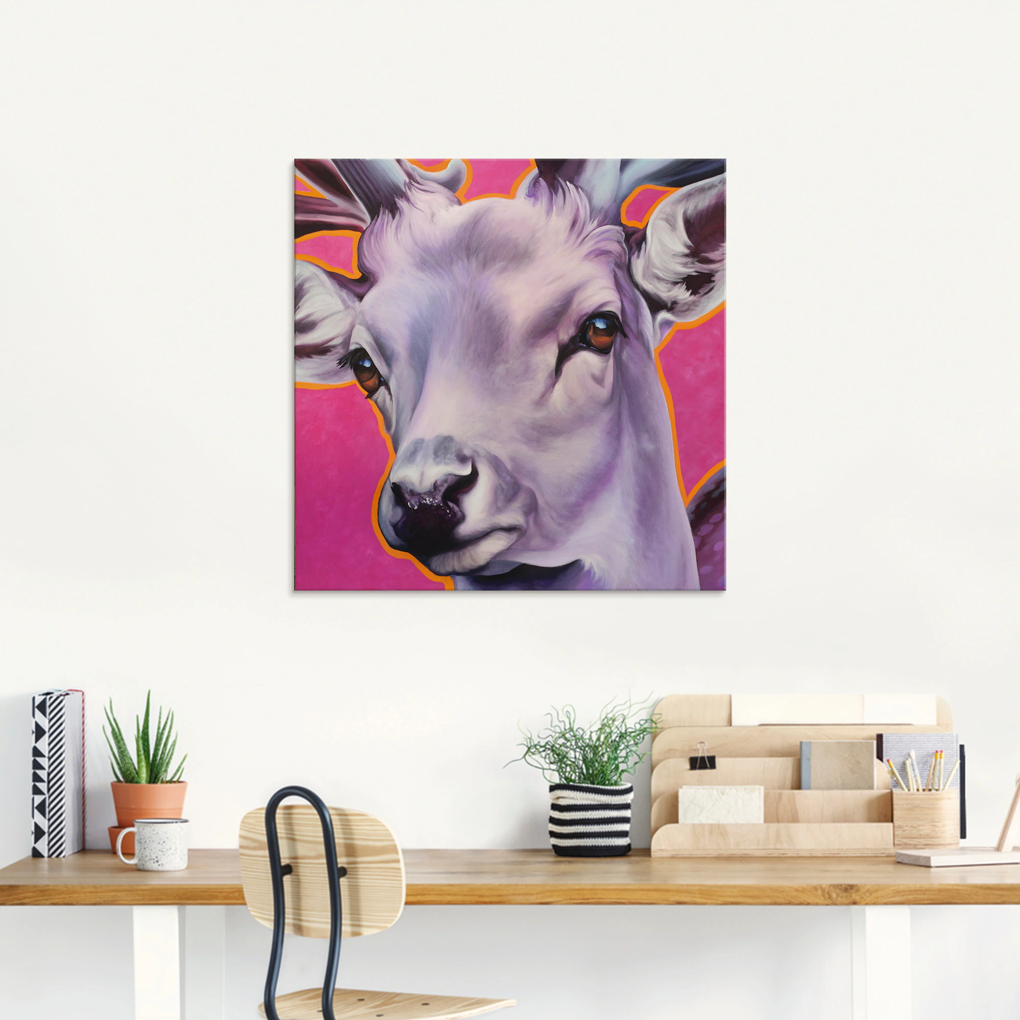 Artland Glasbild "Hirsch pink", Wildtiere, (1 St.), in verschiedenen Größen günstig online kaufen