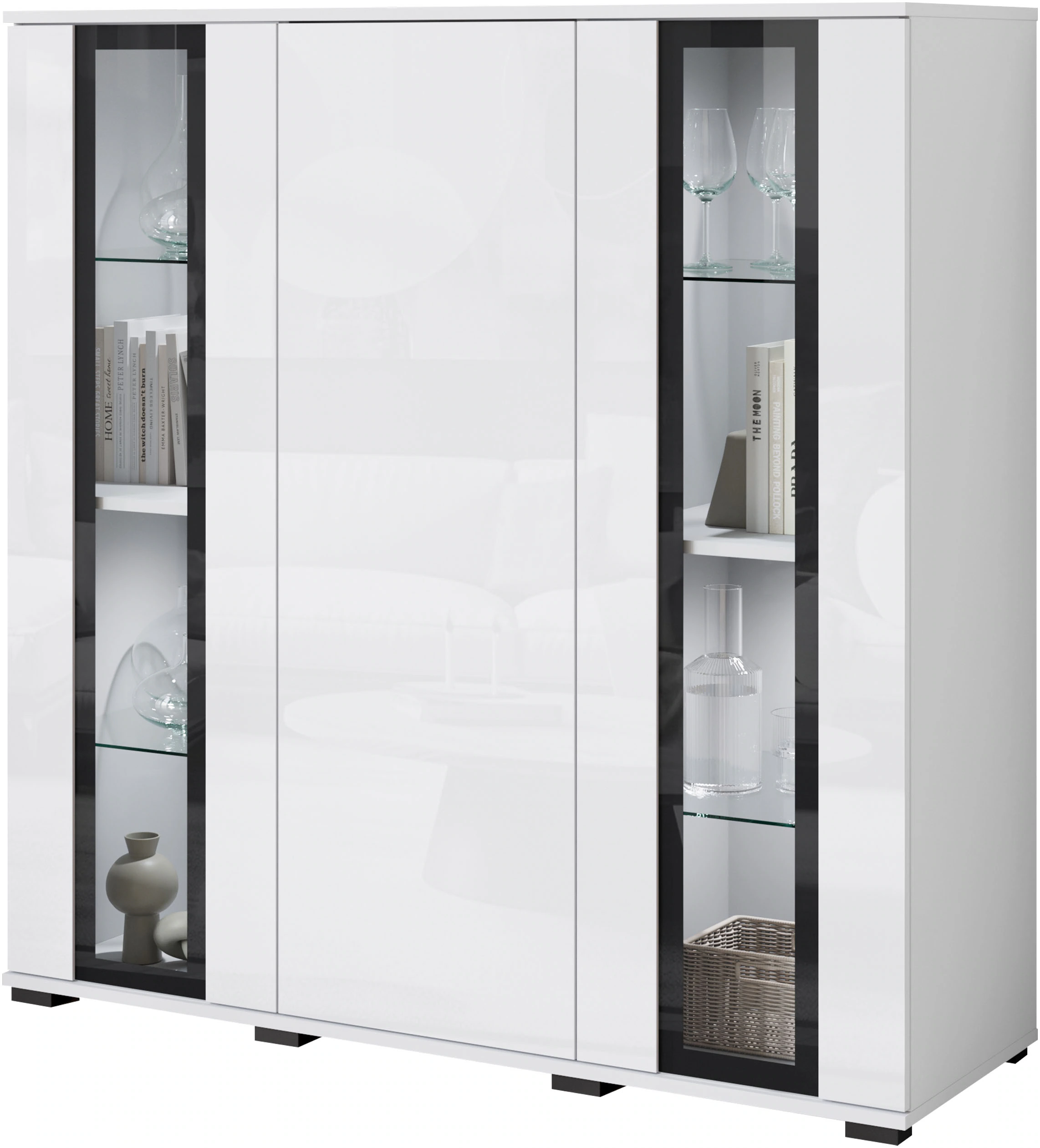 INOSIGN Highboard "Caro, modernes Design mit Glaseinsätzen, Breite 120 cm", günstig online kaufen