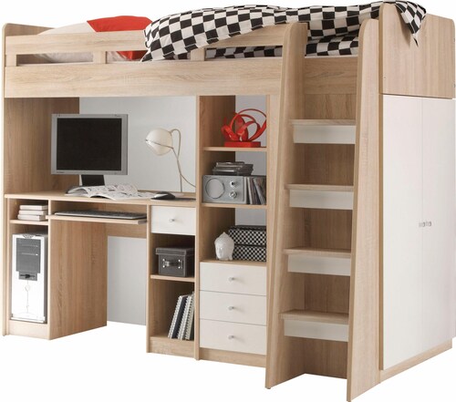 Begabino Hochbett "Unit", mit Kleiderschrank, Schreibtisch und Schubladen günstig online kaufen