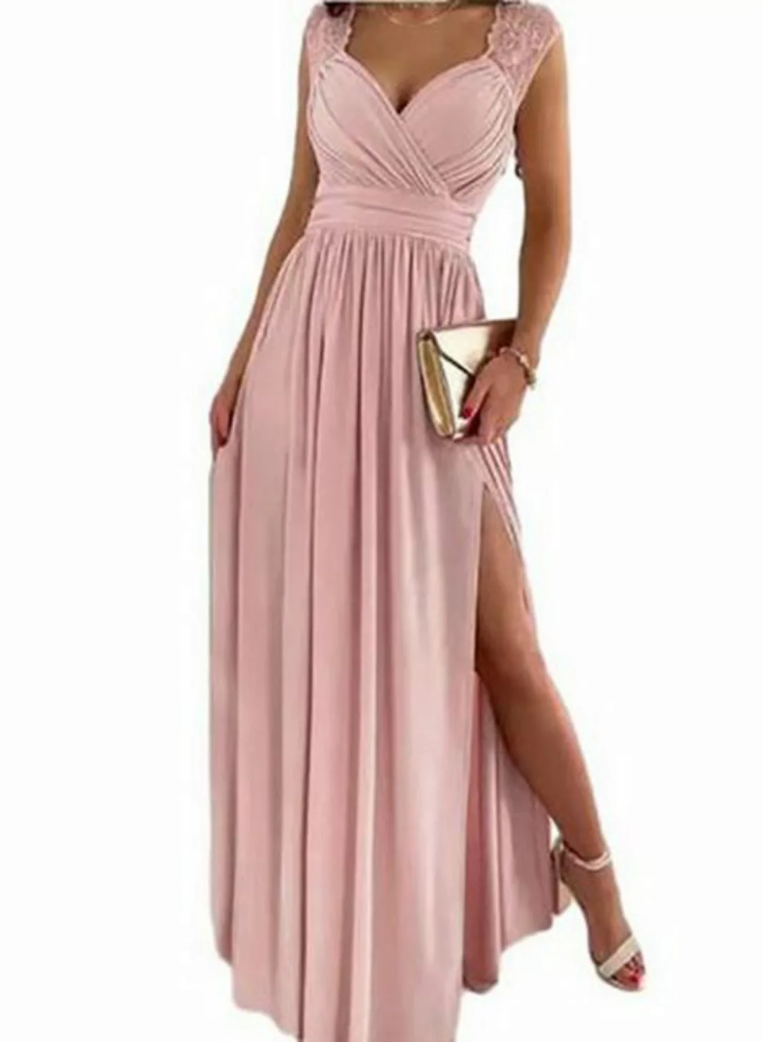 KIKI Abendkleid elegantes Spitzenkleid für mit rückenfreiem Saum Schlitz günstig online kaufen