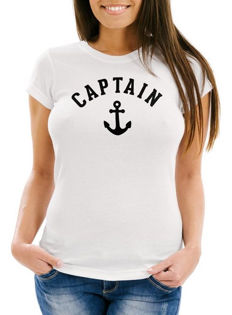 Neverless Print-Shirt Damen T-Shirt Captain Anker Anchor Slim Fit mit Print günstig online kaufen