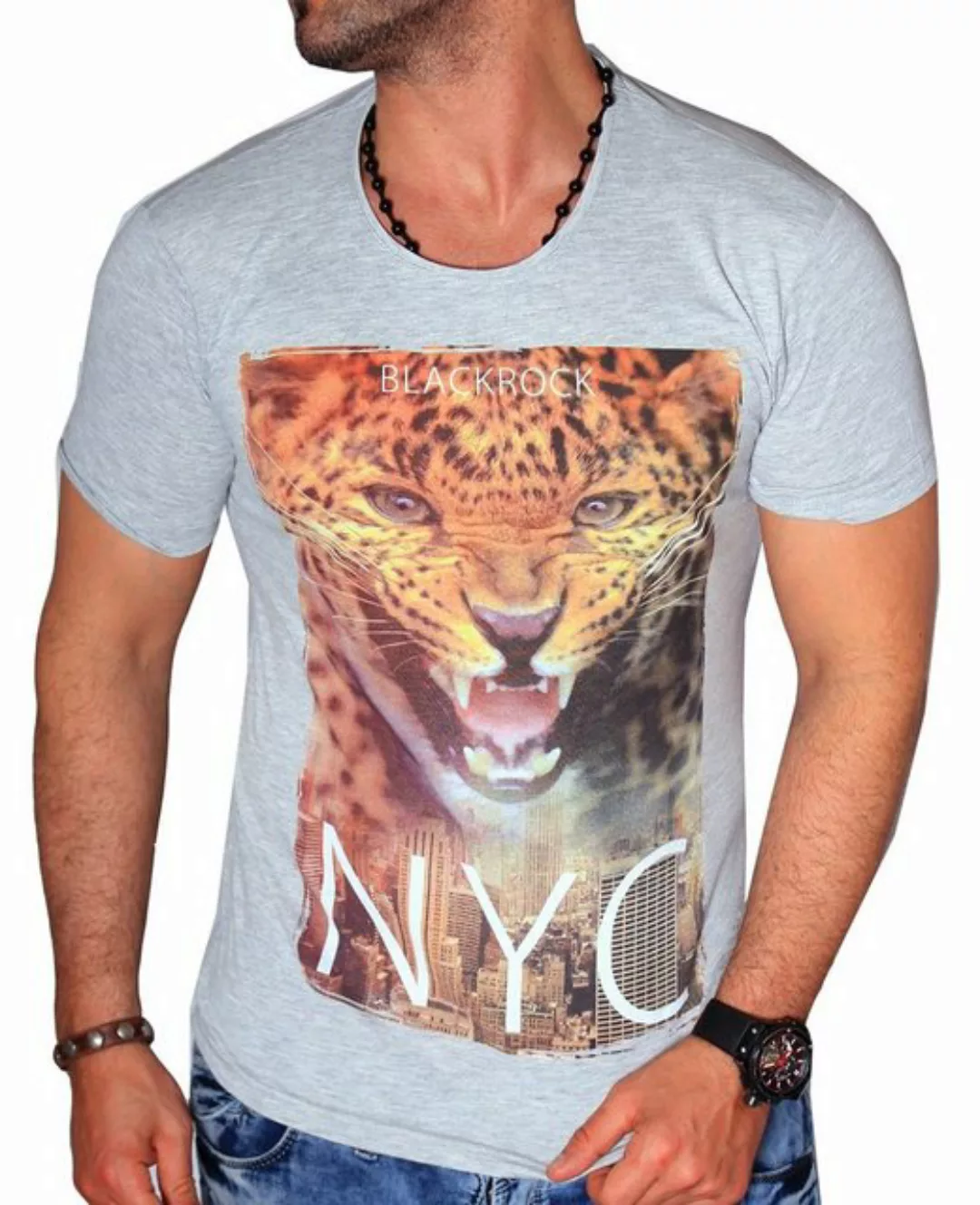 BLACKROCK T-Shirt T-Shirt Urlaub Leopard Tiger kurzarm Rundhals bedruckt Sl günstig online kaufen