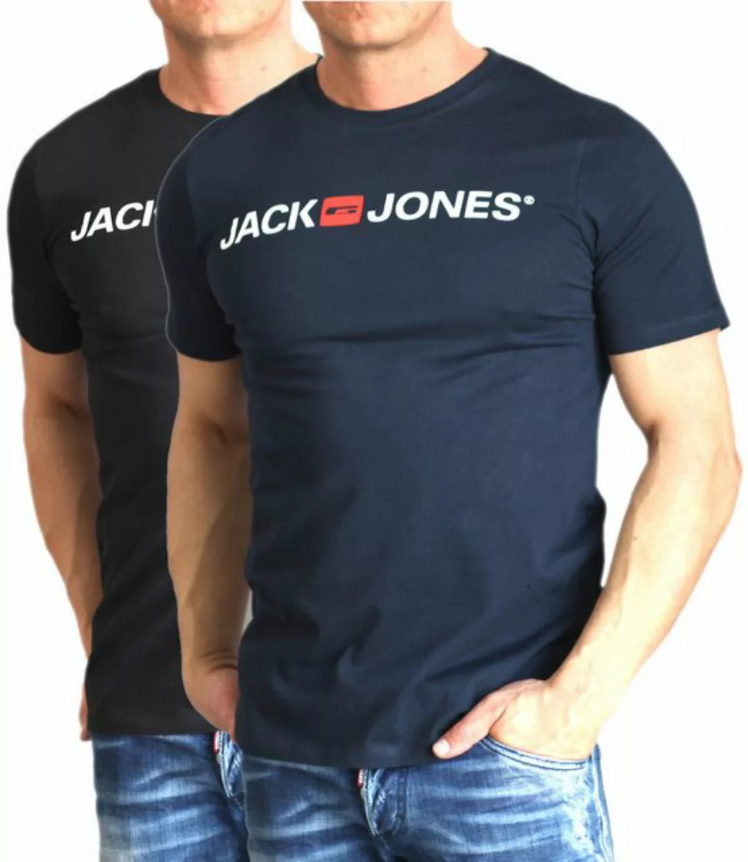 Jack & Jones T-Shirt Bequemes Logo-Shirt mit Printdruck (2er-Pack) unifarbe günstig online kaufen