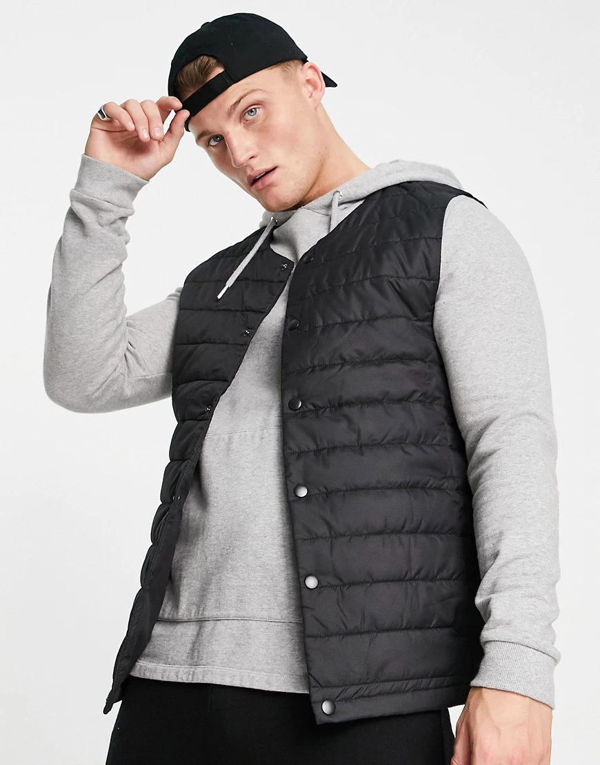 Jack & Jones Originals – Gefüttertes Steppgilet in Schwarz günstig online kaufen