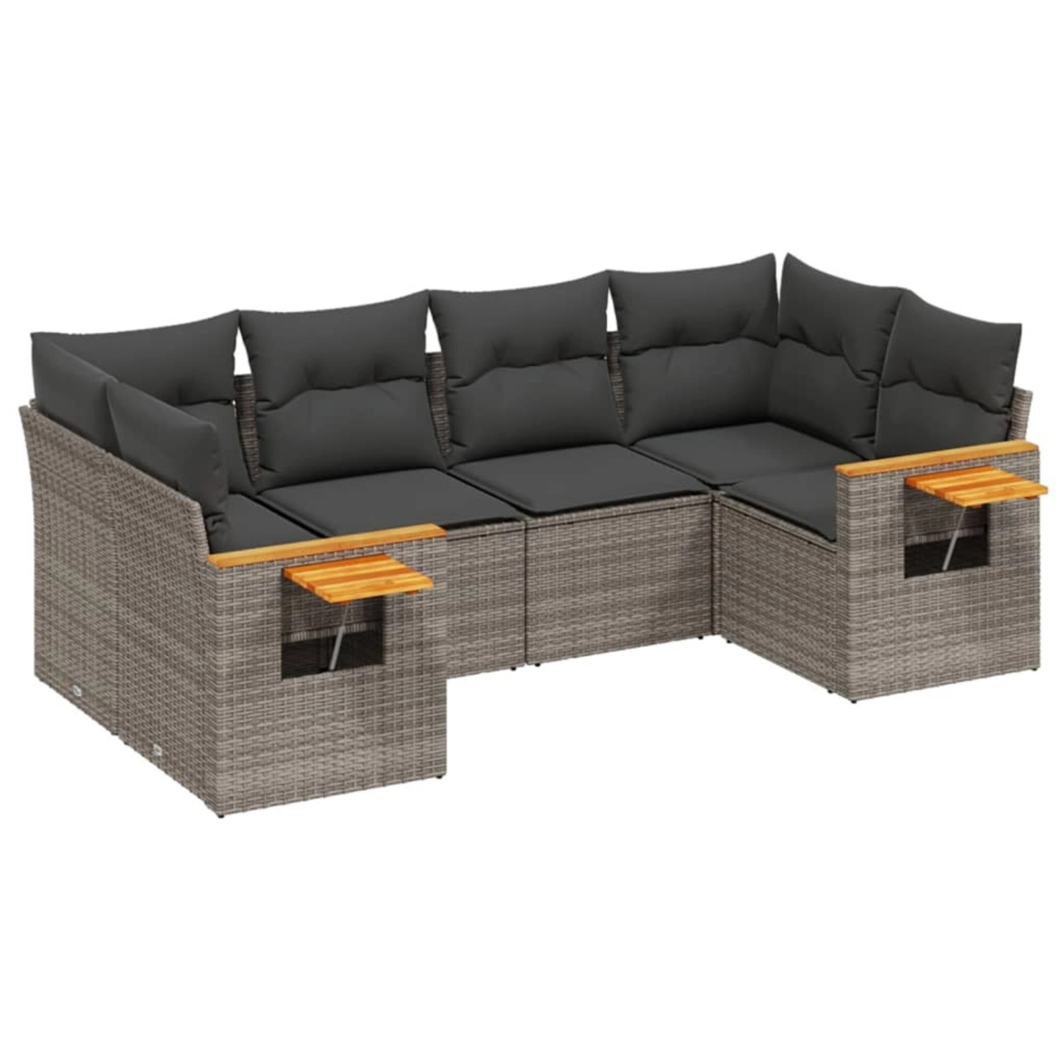 vidaXL 6-Tlg Garten-Sofagarnitur mit Kissen Grau Poly Rattan 3259505 günstig online kaufen