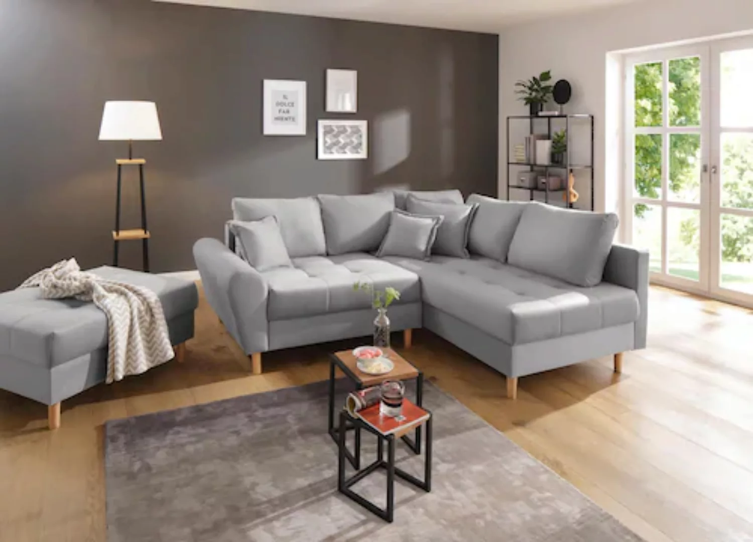 Home affaire Ecksofa Rice, mit Hocker und Zier-/Rückenkissen günstig online kaufen
