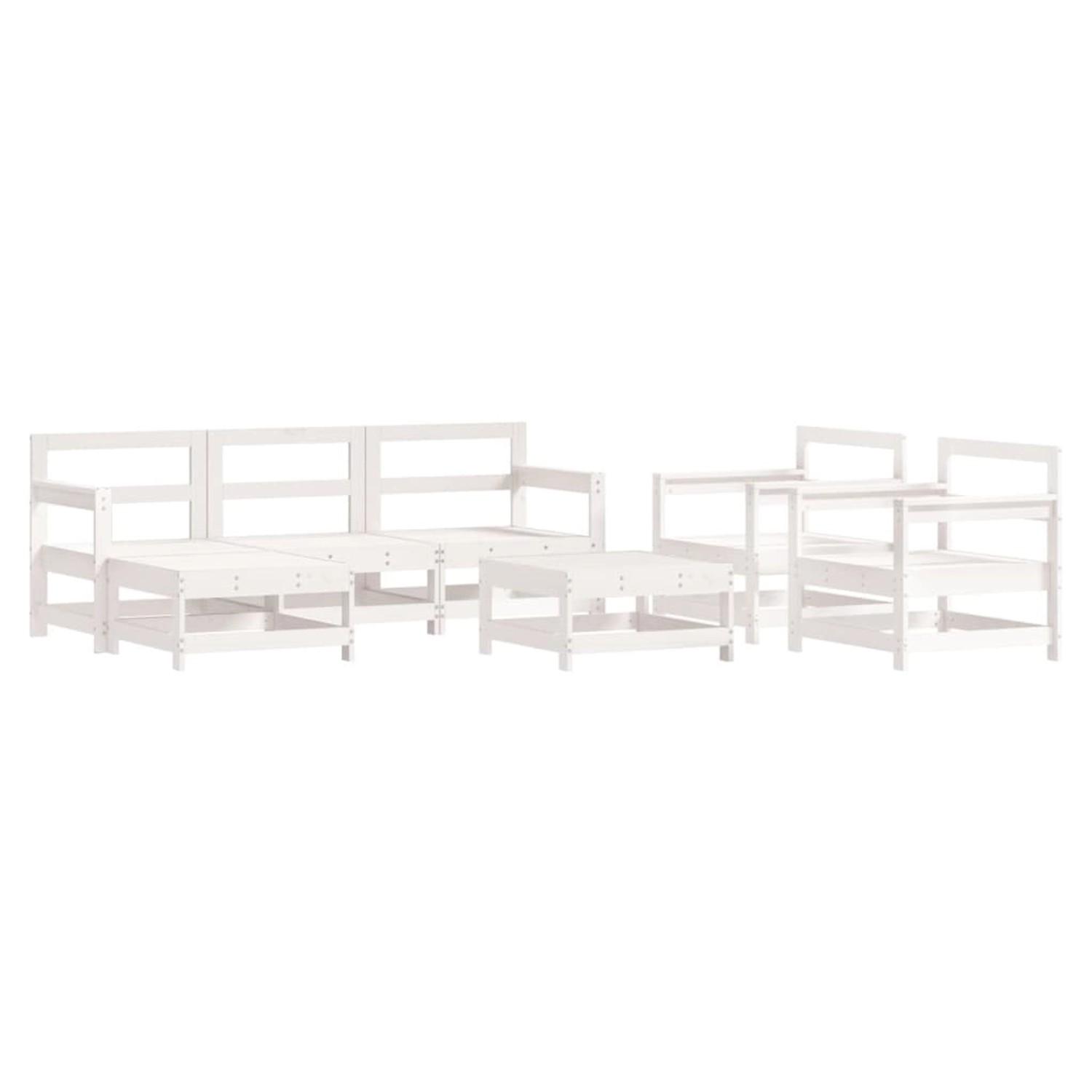 vidaXL 7-Tlg Garten-Lounge-Set Weiß Massivholz Kiefer 3186257 günstig online kaufen
