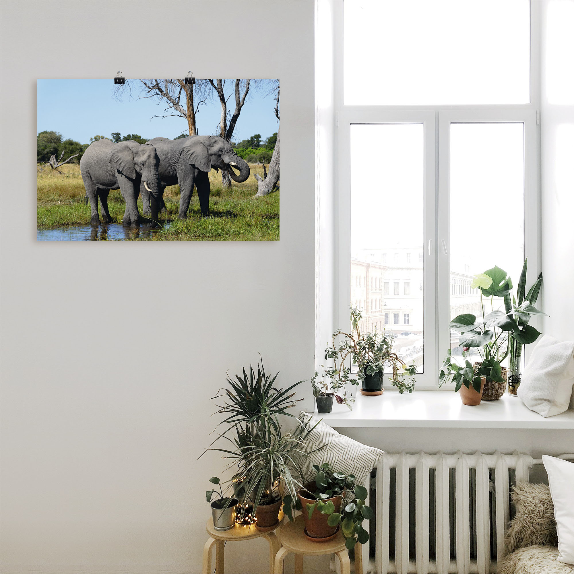 Artland Wandbild "Afrikanische Elefanten", Wildtiere, (1 St.), als Leinwand günstig online kaufen