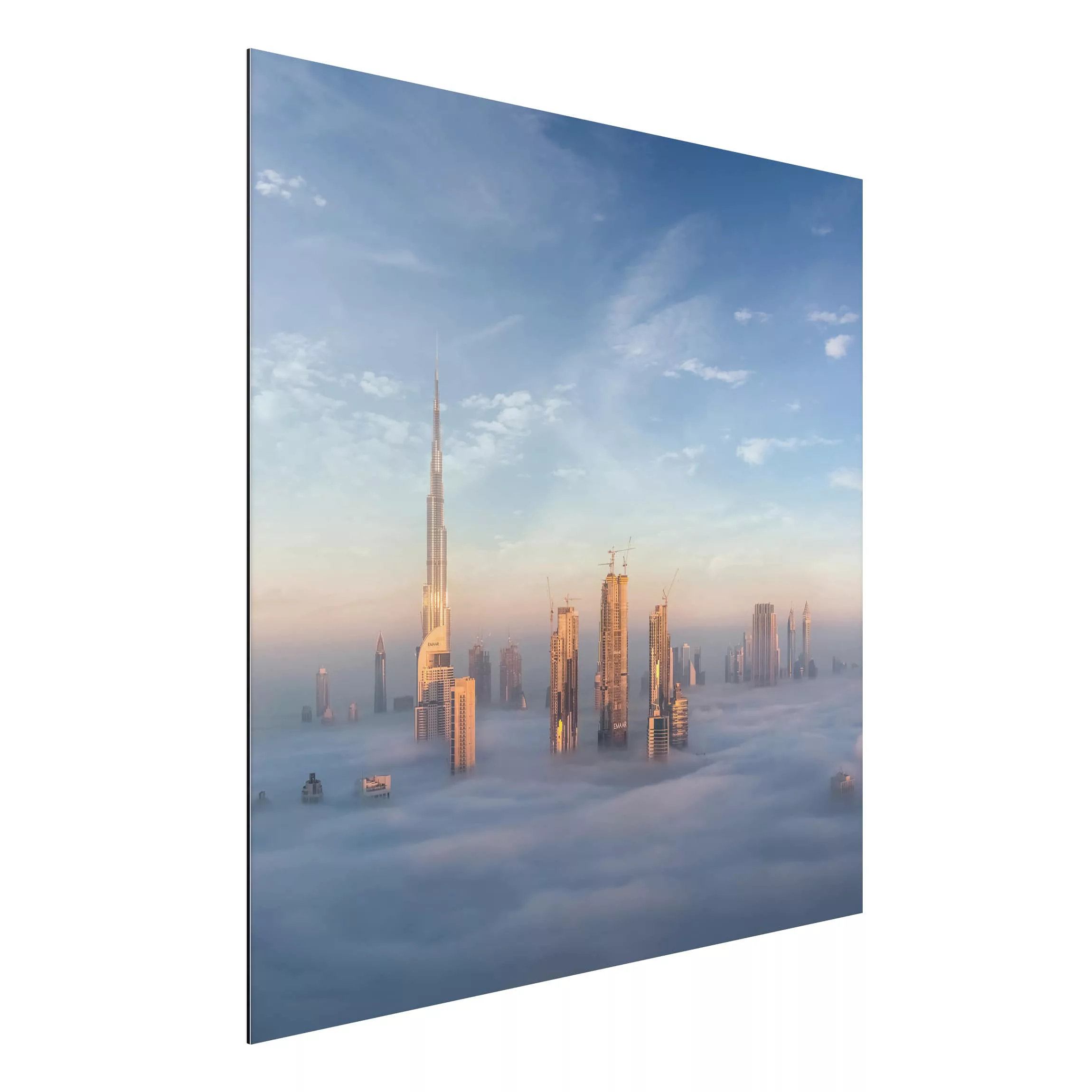 Alu-Dibond Bild Architekur & Skyline - Quadrat Dubai über den Wolken günstig online kaufen