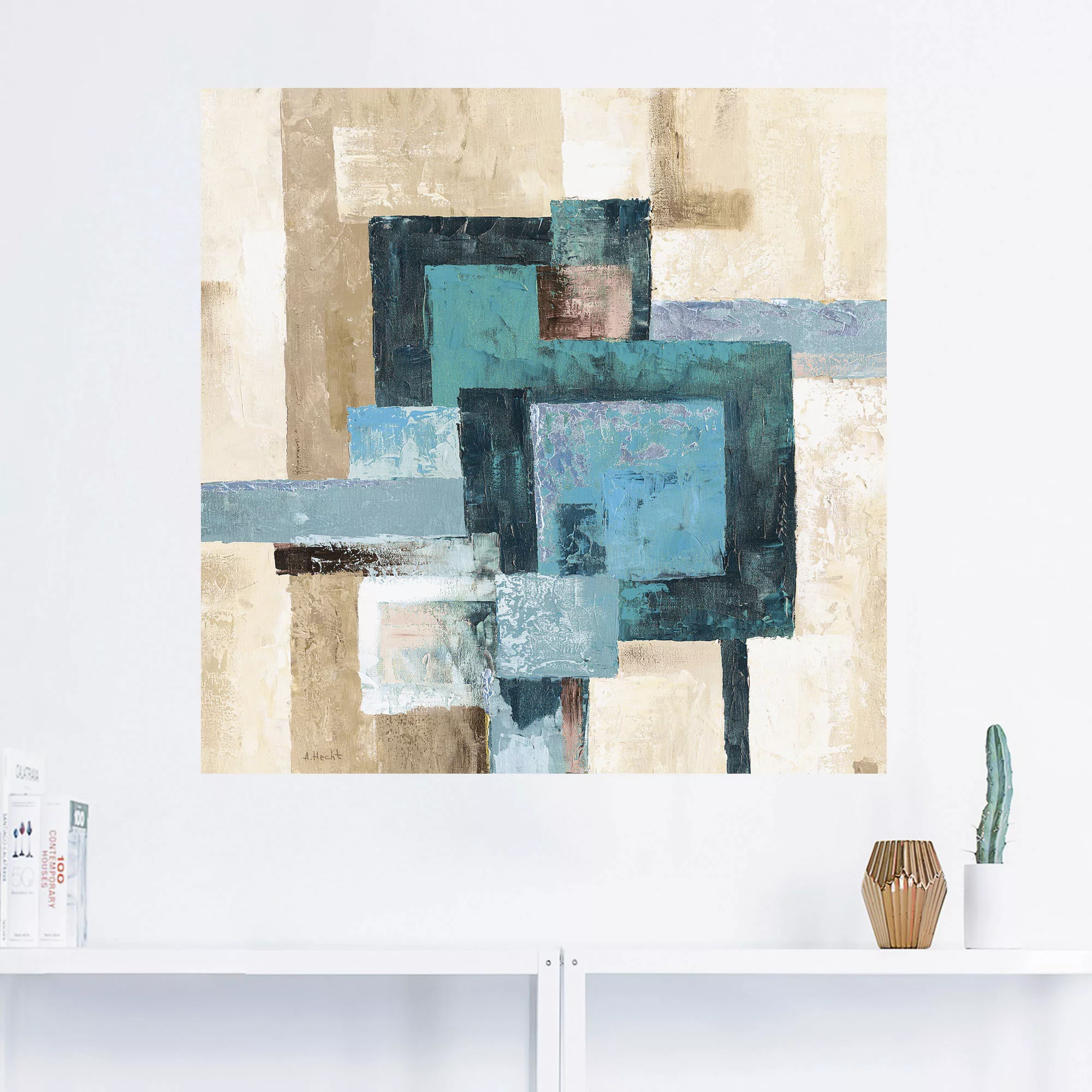 Artland Wandbild "Abstrakte Karos", Muster, (1 St.), als Leinwandbild, Post günstig online kaufen