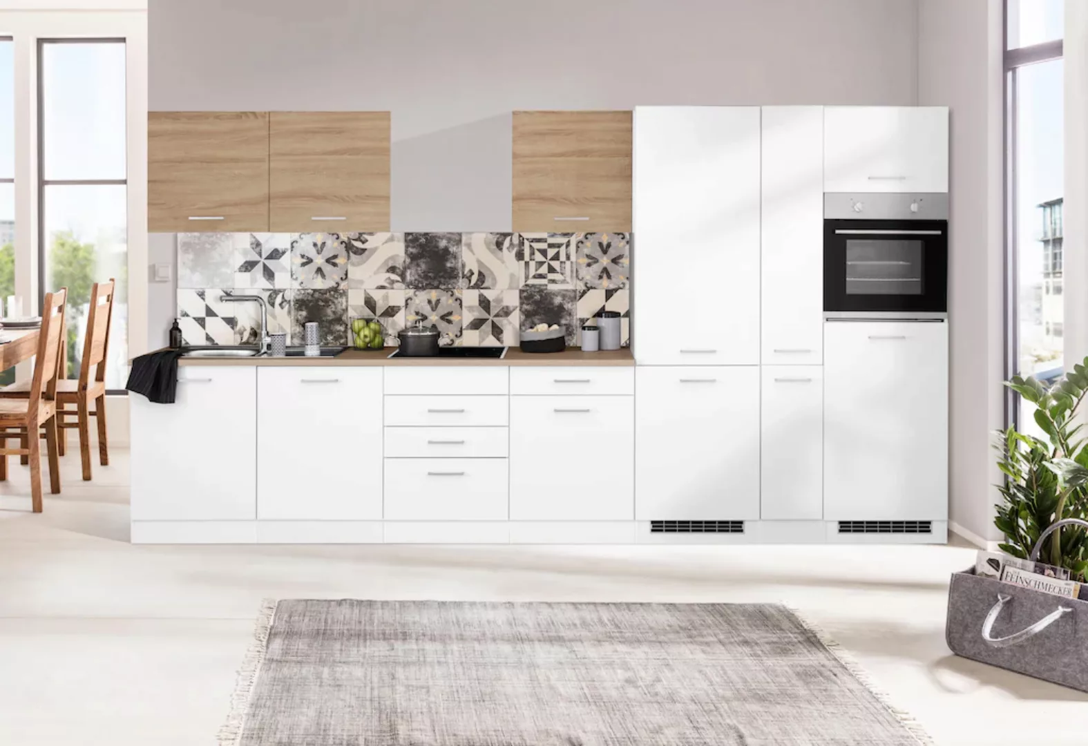 HELD MÖBEL Küchenzeile "Visby", ohne E-Geräte, 390 cm, für Kühl/Gefrierkomb günstig online kaufen