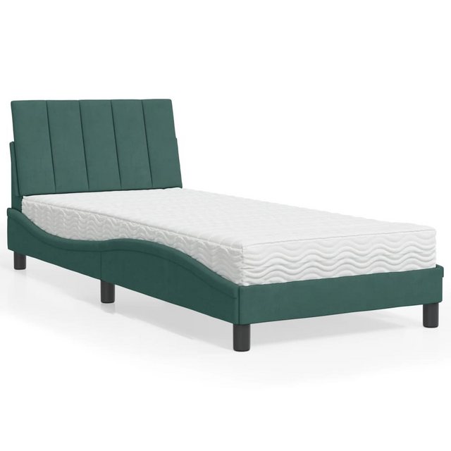 vidaXL Bett Bett mit Matratze Dunkelgrün 80x200 cm Samt günstig online kaufen