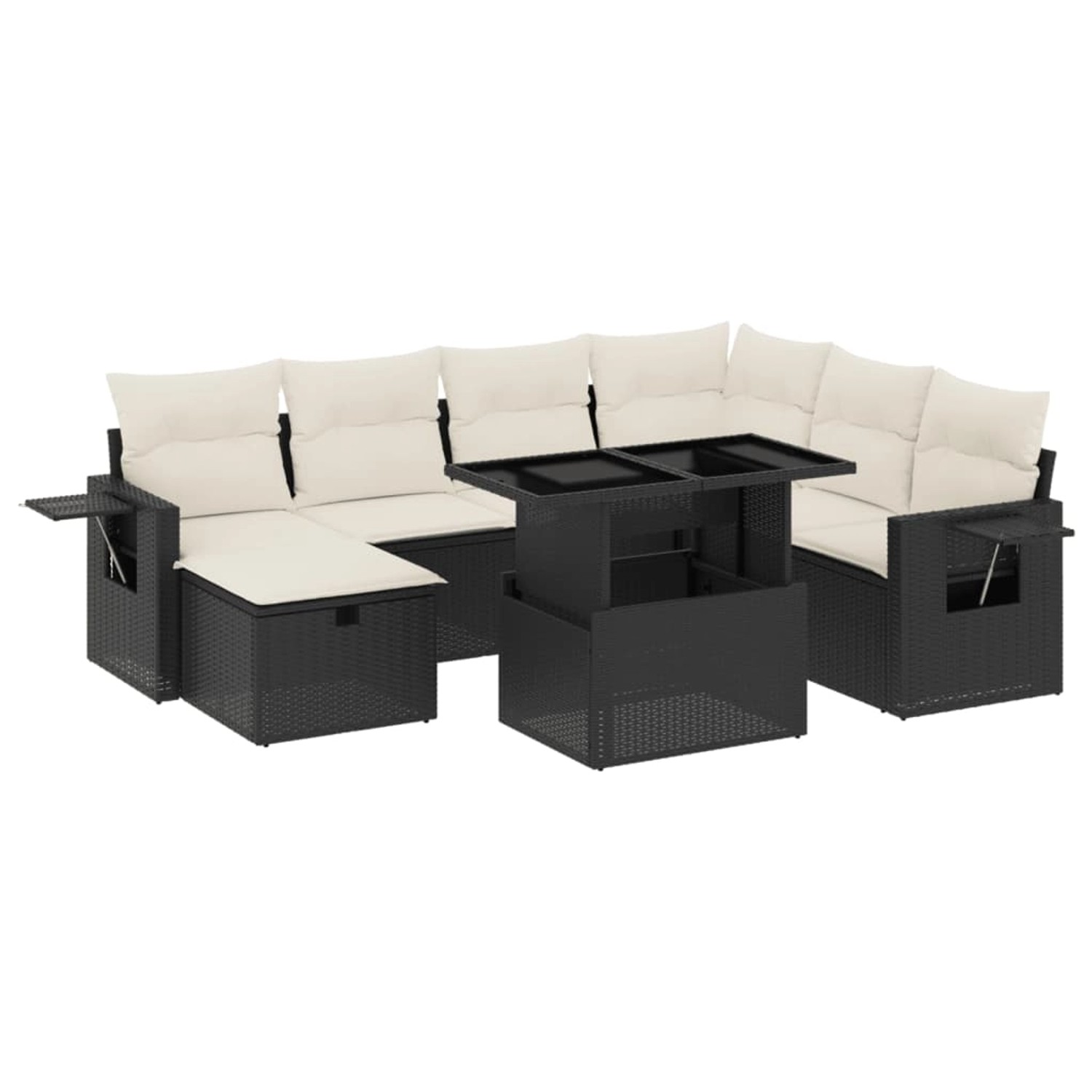 vidaXL 8-Tlg Garten-Sofagarnitur mit Kissen Schwarz Poly Rattan 3274996 günstig online kaufen