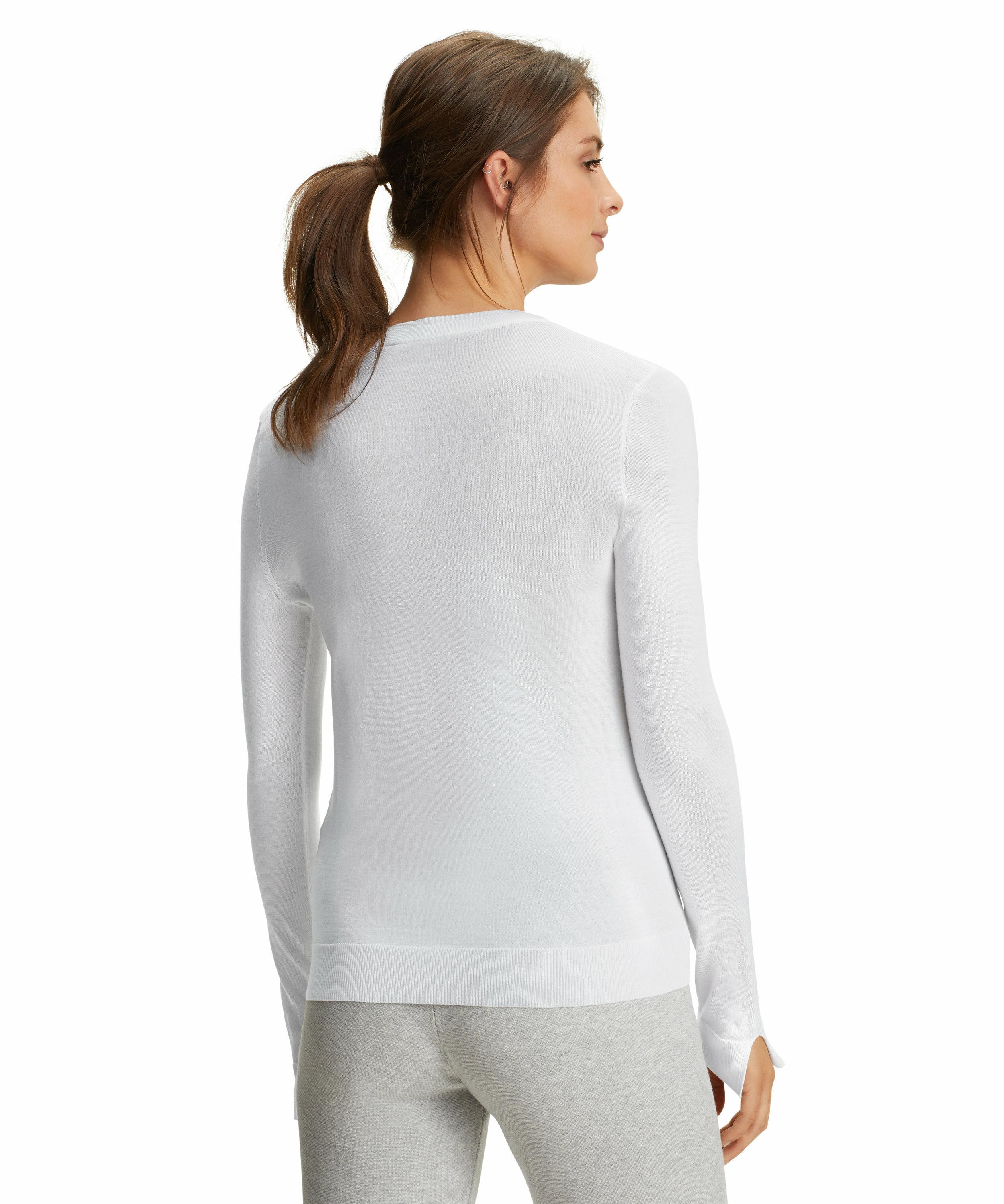 FALKE Damen Langarmshirt V-Ausschnitt, XS, Weiß, Uni, Schurwolle, 64164-286 günstig online kaufen