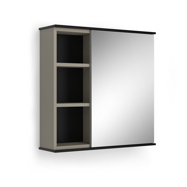 Vicco Badezimmerspiegelschrank Joli, Greige/Schwarz, 60 x 60 cm mit Spiegel günstig online kaufen