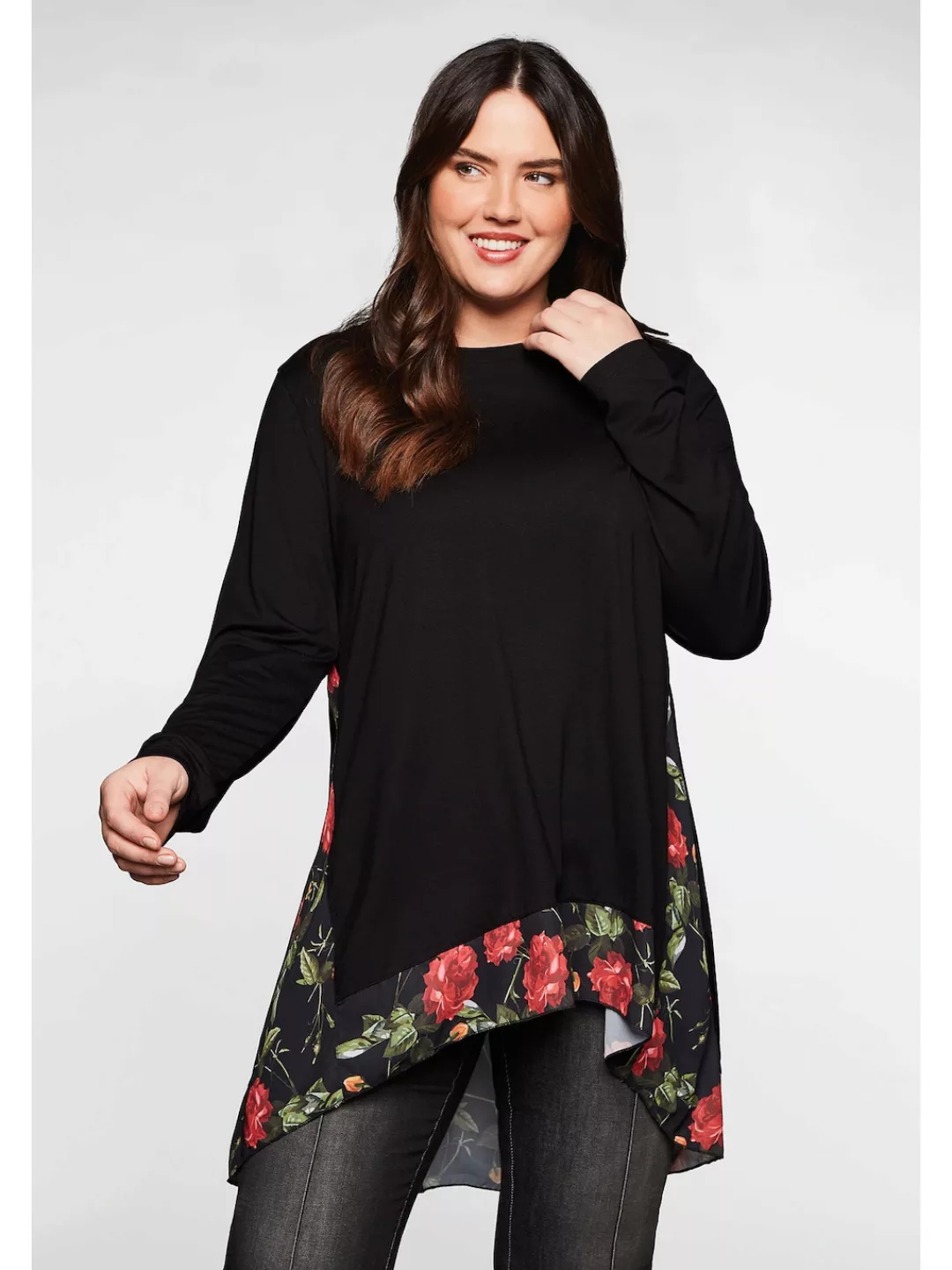 sheego by Joe Browns Longshirt "Große Größen", mit floral bedruckten Einsät günstig online kaufen