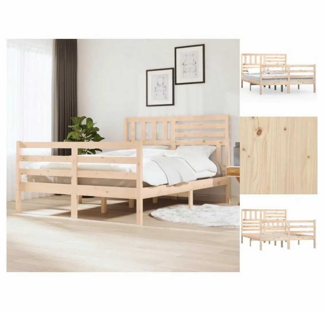 vidaXL Bettgestell Massivholzbett 135x190 cm 4FT6 Double Bett Bettrahmen Be günstig online kaufen