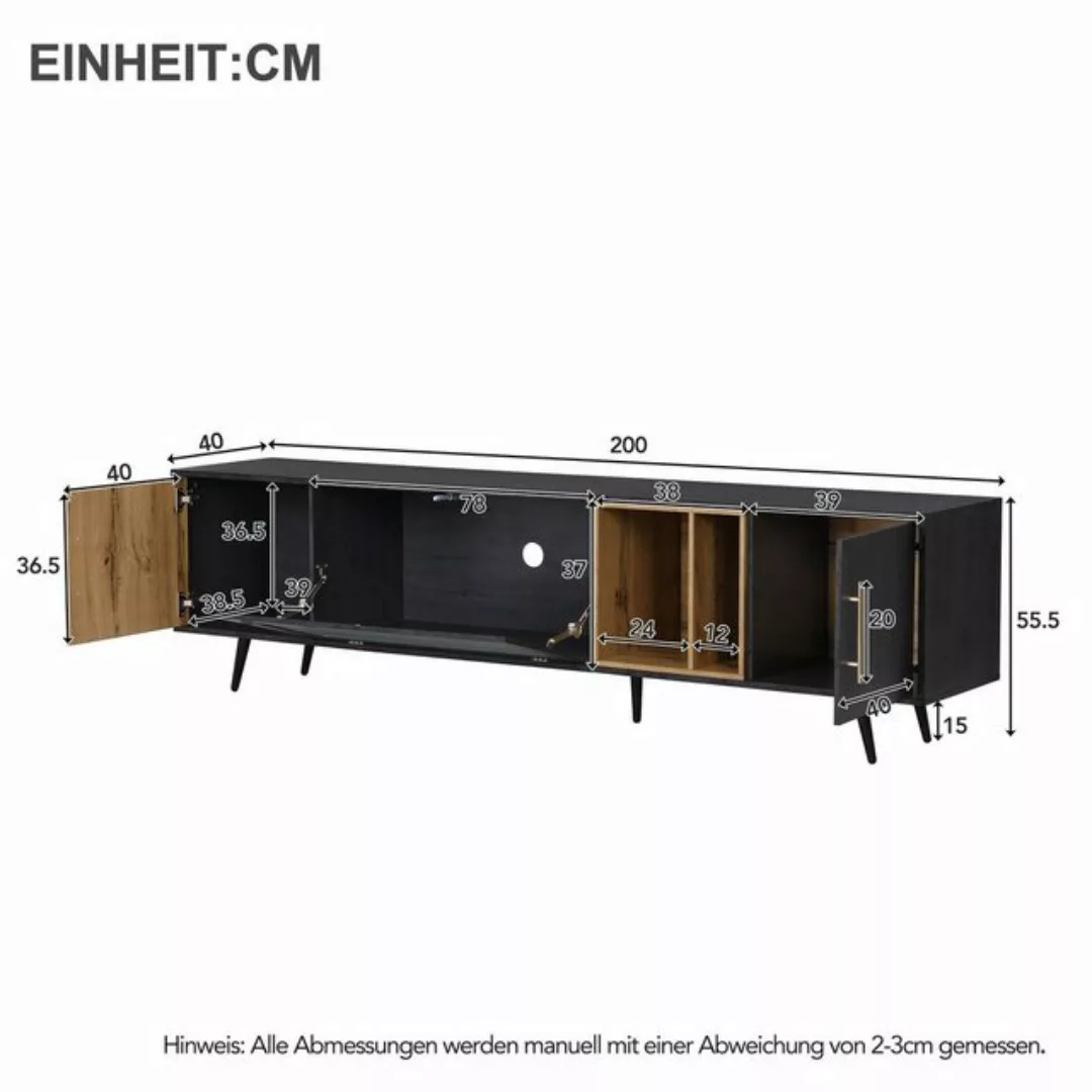 Odikalo TV-Schrank Langer Lagerschrank 200x40x55,5 Holzmaserung 90-Zoll-Fer günstig online kaufen