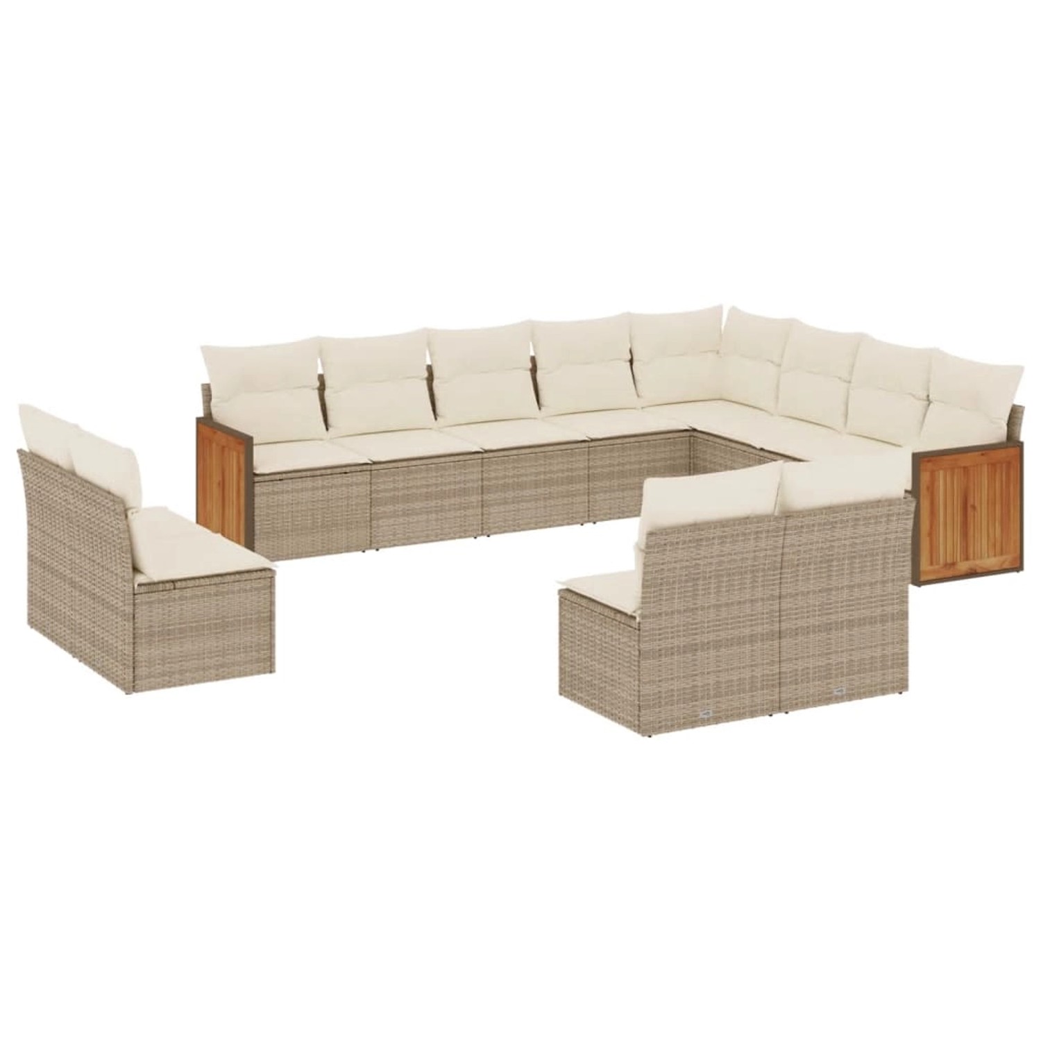 vidaXL 12-Tlg Garten-Sofagarnitur mit Kissen Beige Poly Rattan 3260553 günstig online kaufen