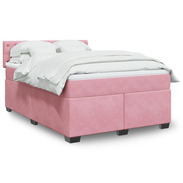 vidaXL Boxspringbett, Boxspringbett mit Matratze Rosa 160x200 cm Samt günstig online kaufen