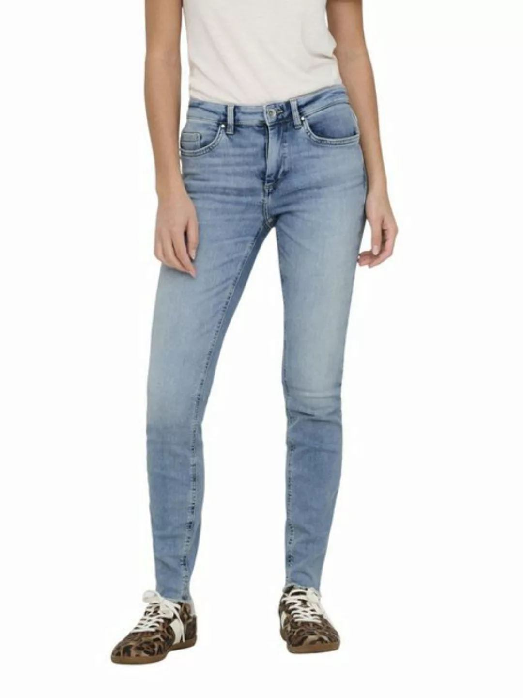 Only Damen Jeans ONLBLUSH MID SK ANK CRO349 - Skinny Fit - Blau - Light Med günstig online kaufen