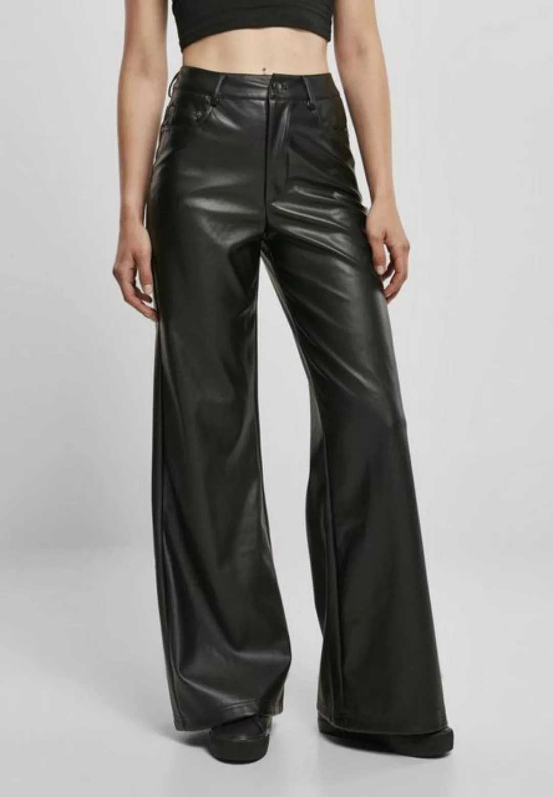 URBAN CLASSICS Funktionshose Ladies Faux Leather Wide Leg Pants Kunstlederh günstig online kaufen