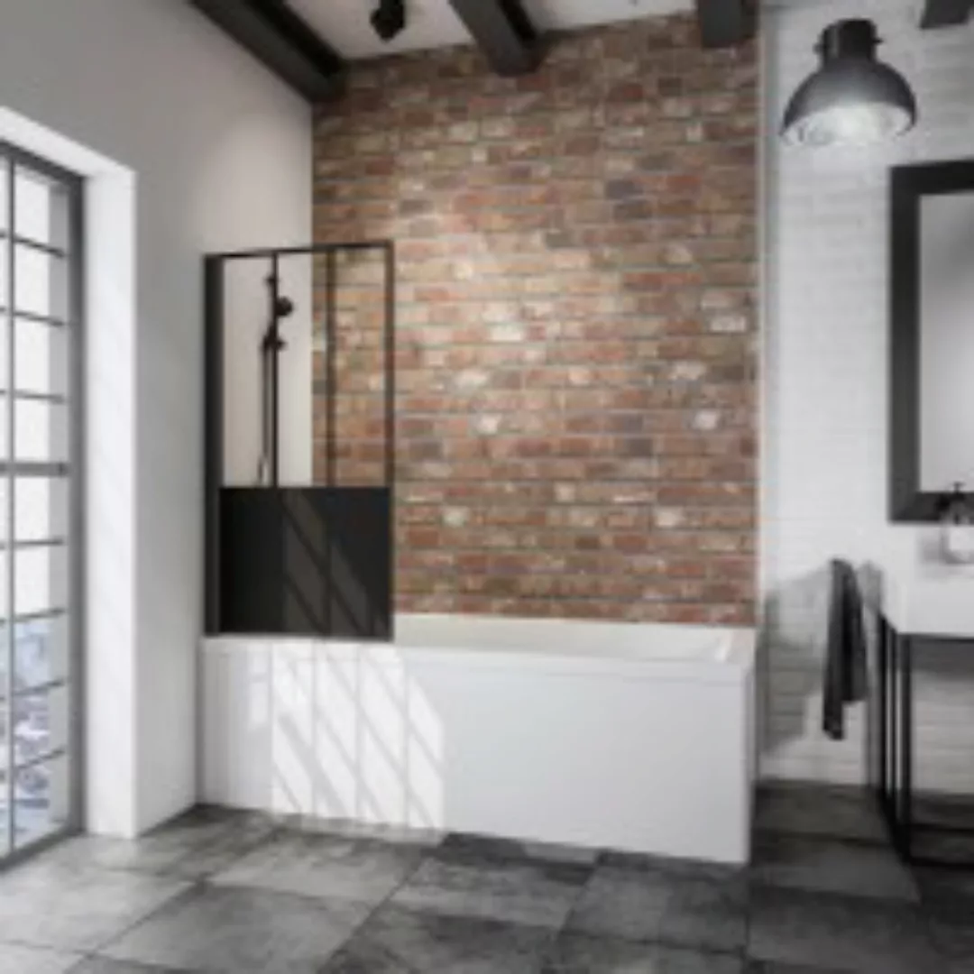 Schulte Black Style Badewannenfaltwand 1-teilig mit Dekor Atelier 1 günstig online kaufen