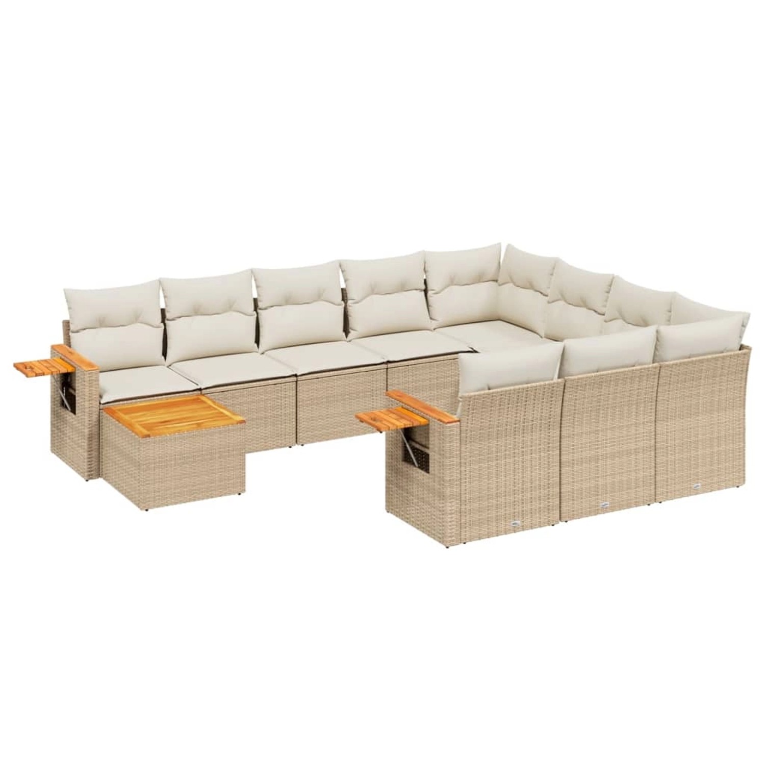 vidaXL 11-Tlg Garten-Sofagarnitur mit Kissen Beige Poly Rattan 3227206 günstig online kaufen
