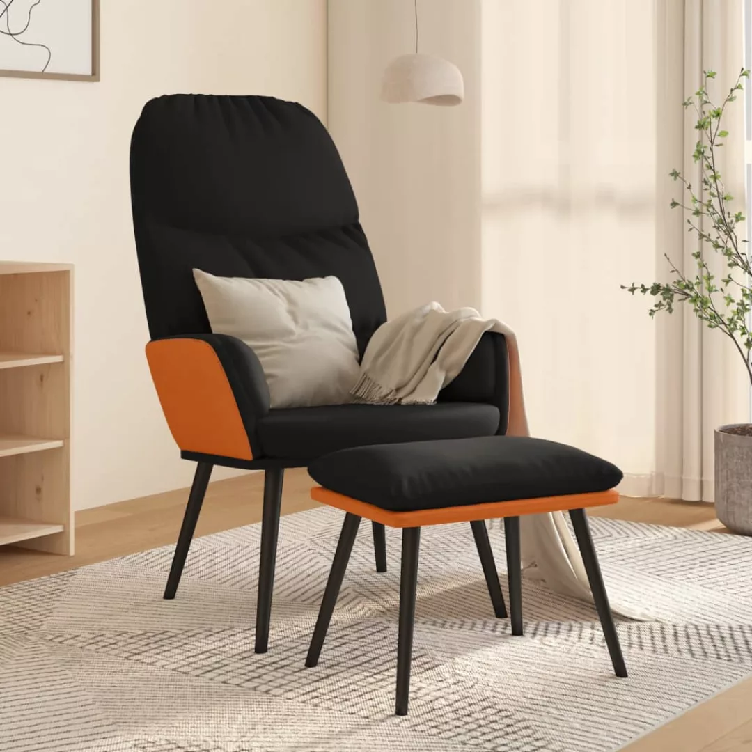 Vidaxl Relaxsessel Mit Hocker Schwarz Stoff günstig online kaufen