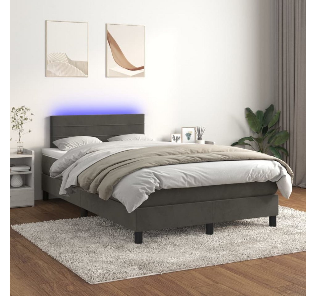 vidaXL Boxspringbett Boxspringbett mit Matratze LED Dunkelgrau 120x200 cm S günstig online kaufen