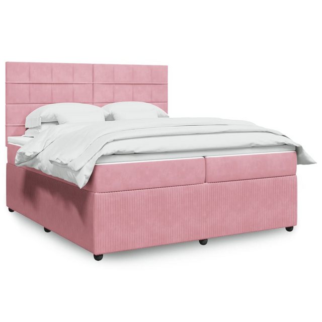 vidaXL Boxspringbett, Boxspringbett mit Matratze Rosa 200x200 cm Samt günstig online kaufen