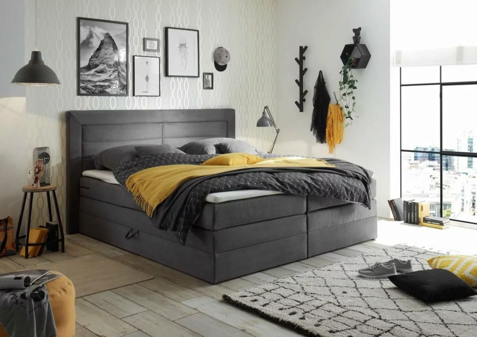 ED EXCITING DESIGN Boxspringliege (160 x 200 cm, Saba), Grau günstig online kaufen