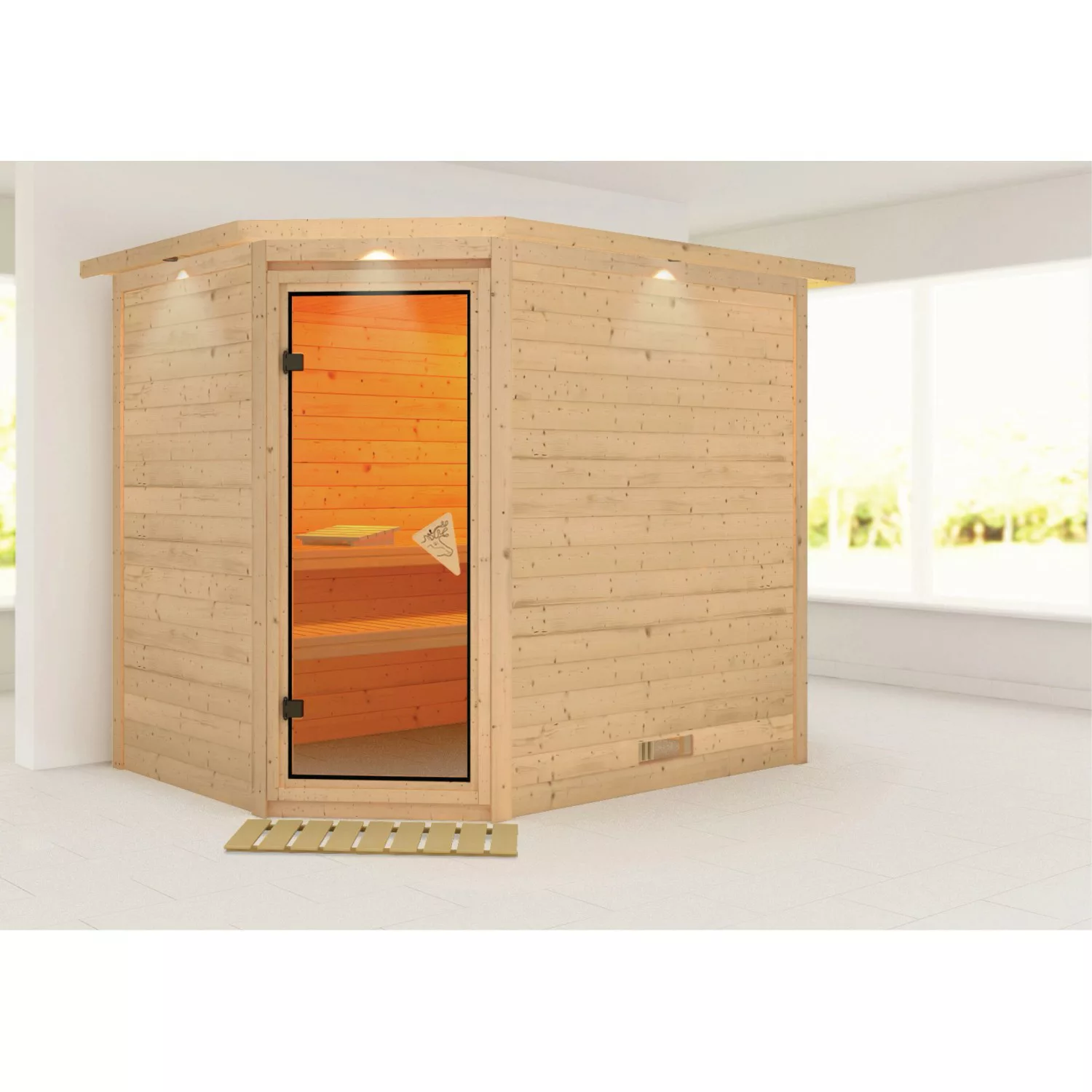 Karibu Sauna Tilda LED-Dachkranz Natur günstig online kaufen