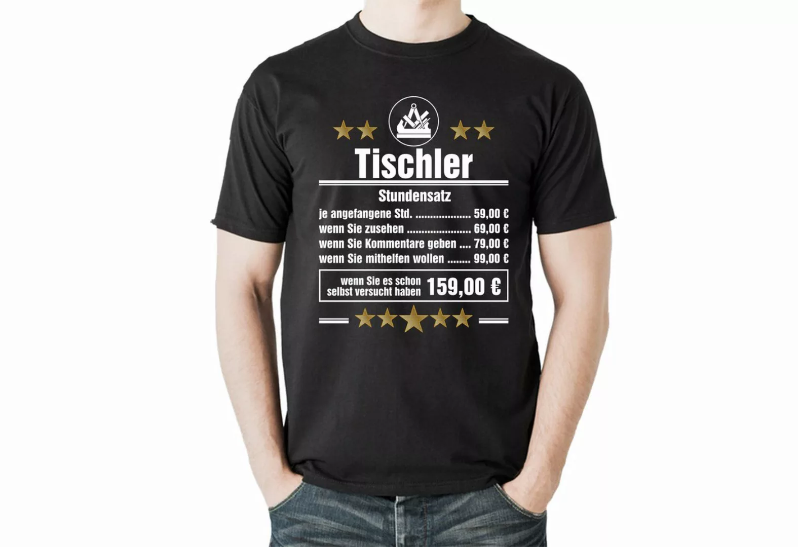 Lasernauten Print-Shirt T-Shirt Stundensatz Tischler Zunftwappen Shirt S - günstig online kaufen