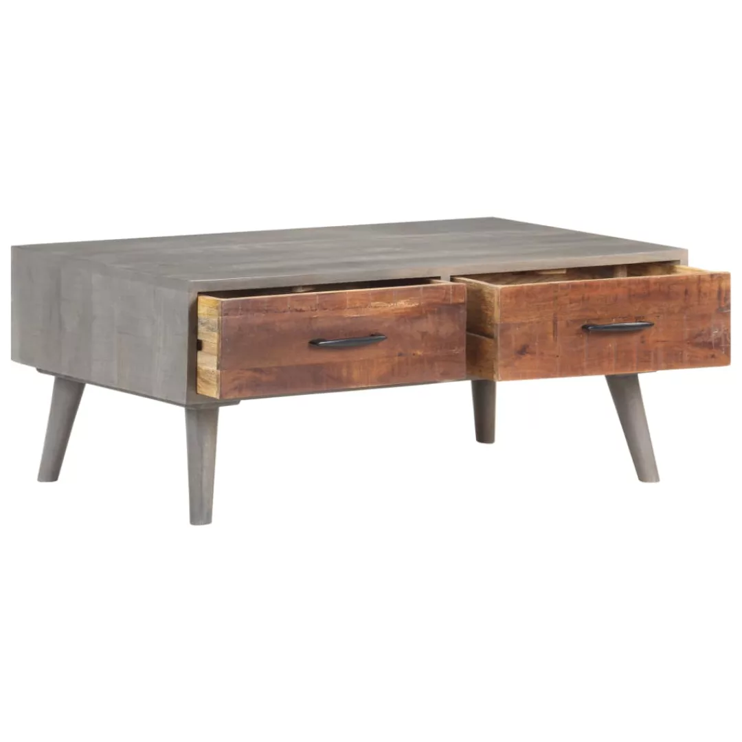 Couchtisch Grau 100x60x40 Cm Raues Mango-massivholz günstig online kaufen