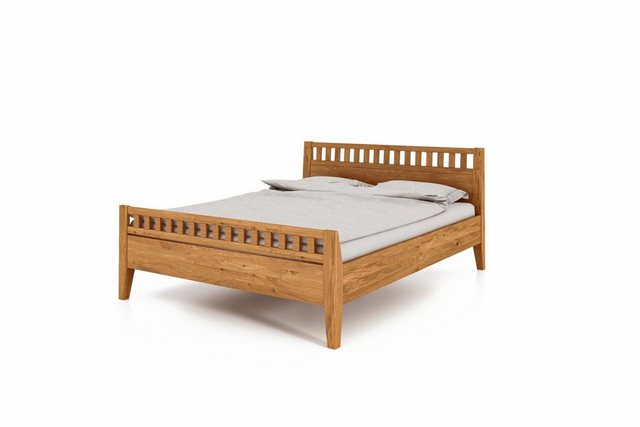 Natur24 Bett Bett Sydo 6 Wildeiche 200x190cm mit Holzkopfteil und hohem Fuß günstig online kaufen