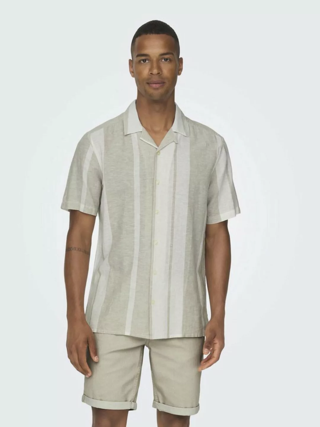 ONLY & SONS Kurzarmhemd ONSCAIDEN SS STRIPE LINEN RESORT NOOS günstig online kaufen