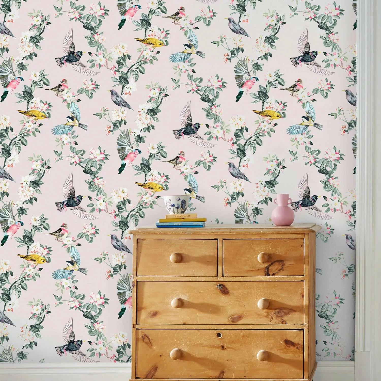 Joules Vliestapete Handford Garden Birds Antique Crème Mehrfarbig FSC® günstig online kaufen