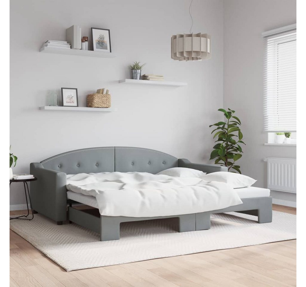 vidaXL Gästebett Gästebett Tagesbett Ausziehbar Hellgrau 90x190 cm Stoff Be günstig online kaufen