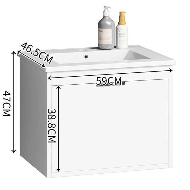 MODFU Waschbeckenunterschrank mit Keramikwaschbecken (Badschrank, 1-St., Hä günstig online kaufen