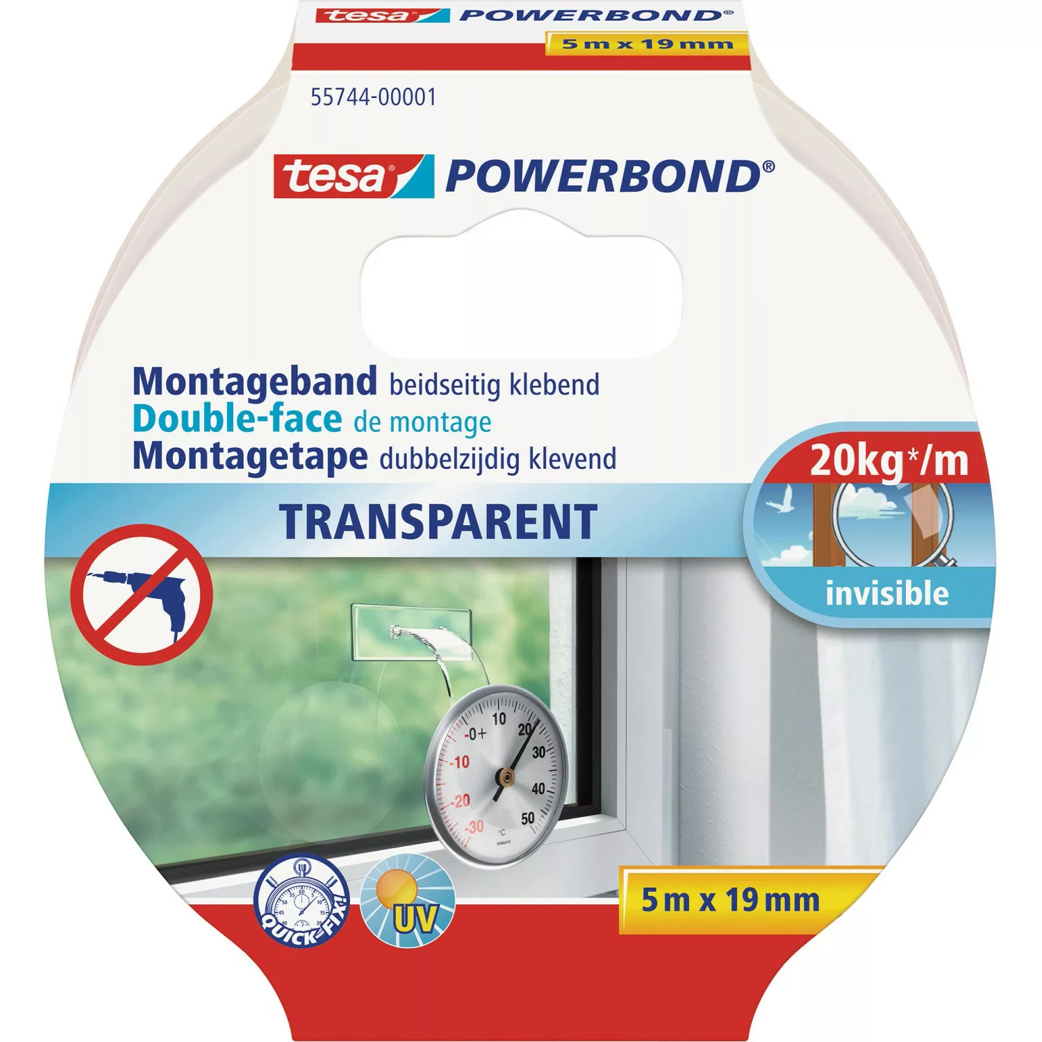 Tesa Powerbond Montageband Transparent 5 m x 19 mm günstig online kaufen